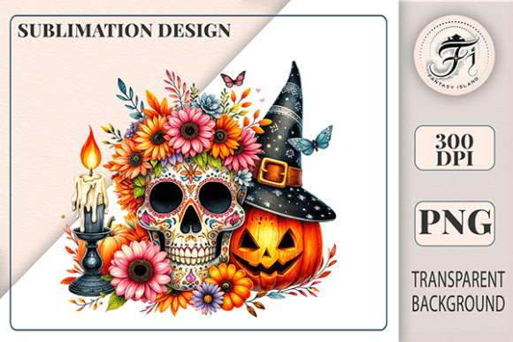 Download Sugar Skull Halloween Boho Clipart PNG - Png Collection