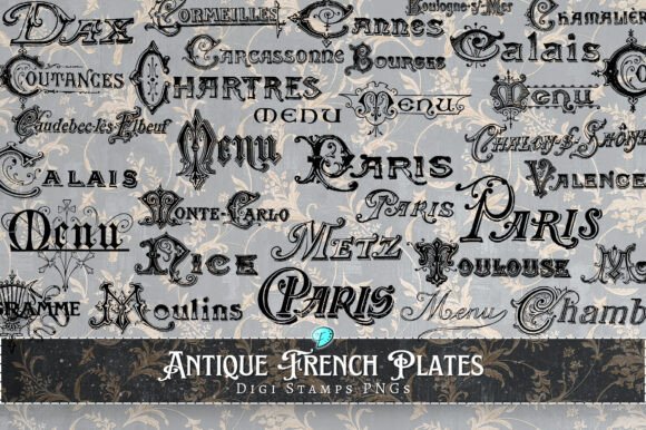 Download Antique French Plates Digi Stamps PNGs - Png Collection