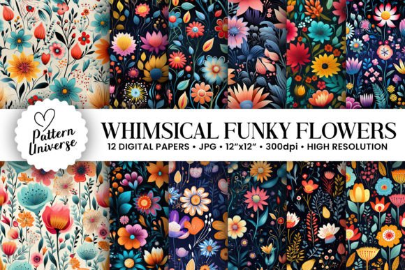 Download Whimsical Funky Flowers Seamless Pattern - Whimsical Collection