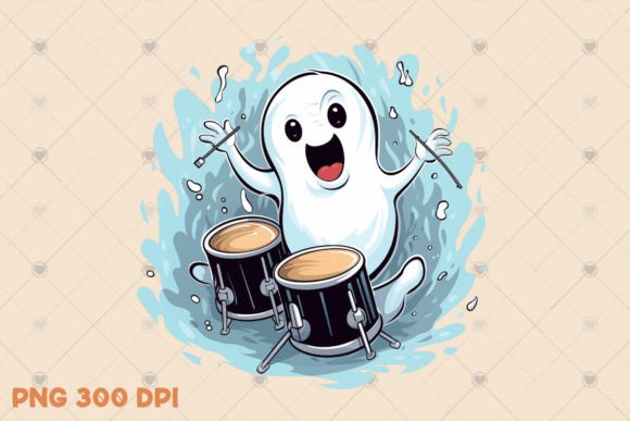 Download Cute Musician Ghost Illustration PNG - Png Collection