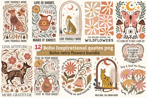 Download Boho Retro Flowers SVG Bundle, Boho Png - Png Collection