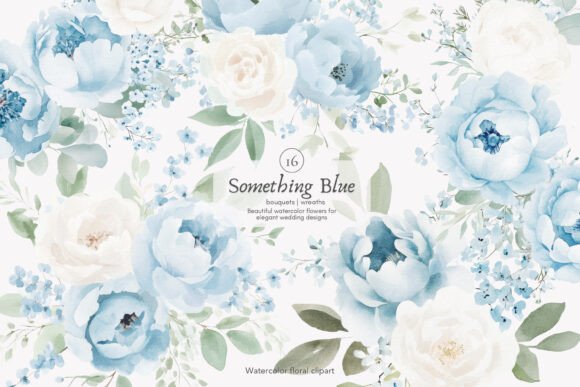 Download Watercolor Blue Florals Wedding Bouquets - Bouquets Collection