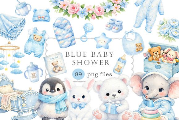 Download Blue Baby Shower Clipart Watercolor PNG - Png Collection