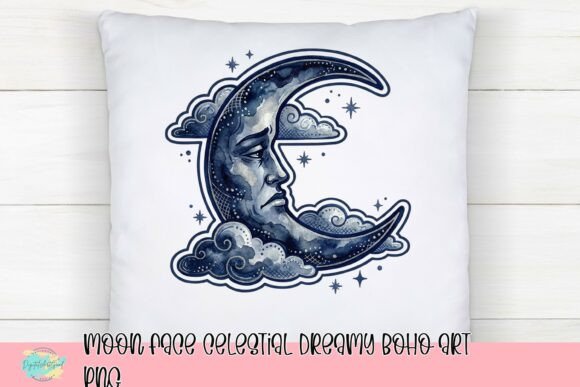 Download Moon Face Celestial Dreamy Boho Art PNG - Png Collection