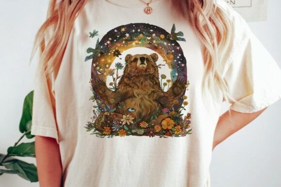 Download Zen Bear Cosmic Floral Boho Art Png - Png Collection