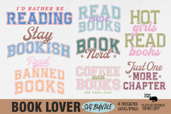Download Book Lover SVG PNG Design Bundle - Png Collection