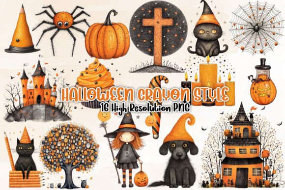 Download Halloween Crayon Style Clipart PNG - Png Collection