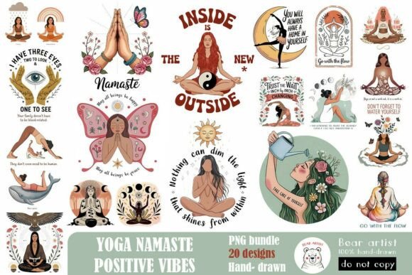 Download Yoga Namaste Positive Vibes PNG Bundle - Png Collection