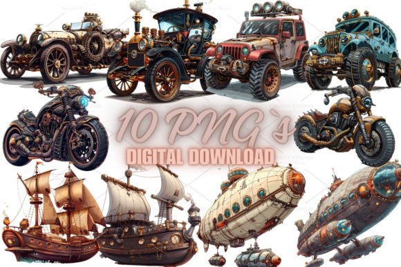 Download Steampunk Vehicle Clipart, PNG 5S-45 - Png Collection