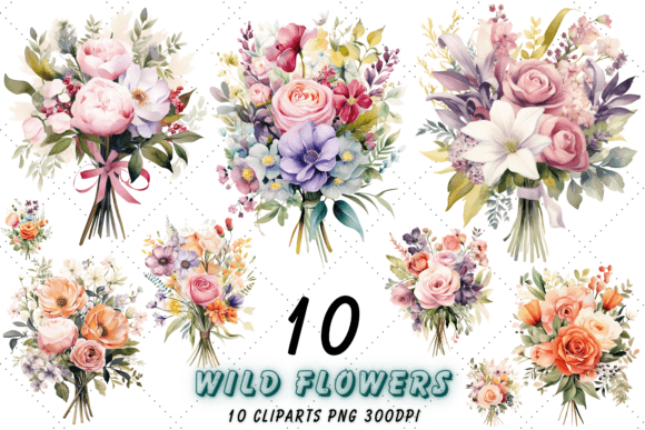 Download Watercolor Vintage Bouquets Clipart - Bouquets Collection