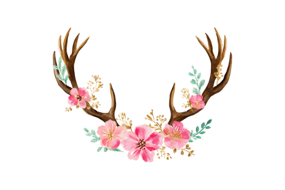 Download Whimsical Floral Antlers PNG - Png Collection