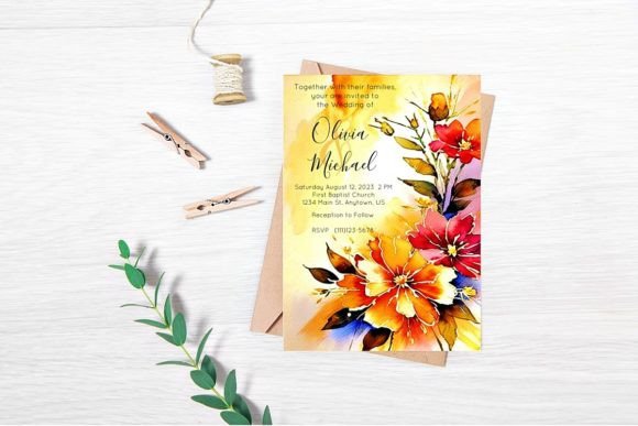 Download Bright Watercolor Floral Wedding Invitat - Bright watercolor Collection