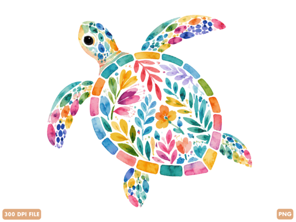 Download Floral Sea Turtle Watercolor PNG - Png Collection