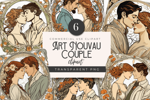 Download Art Nouvau Couple, Boho Clipart PNG - Png Collection