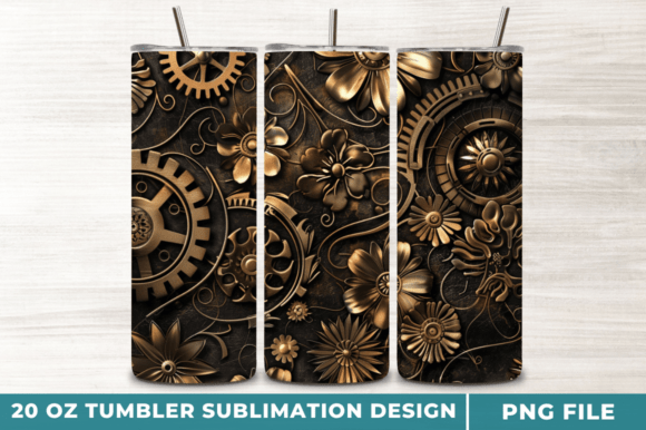 Download Steampunk Floral 20oz Tumbler Wraps PNG - Png Collection