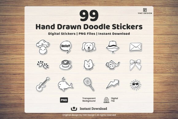 Download Hand Drawn Doodle Stickers Pack PNG - Png Collection
