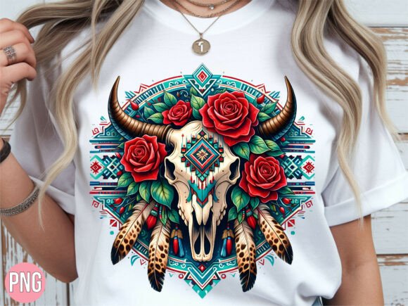 Download Floral Bull Skull Feathers Boho Art PNG - Png Collection