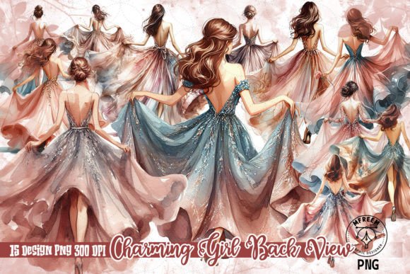 Download Charming Girl Back View Clipart PNG - Png Collection