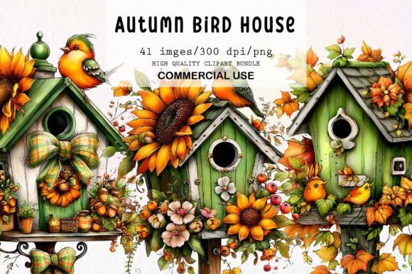 Download Whimsical Autumn Bird House Clipart - Whimsical Collection