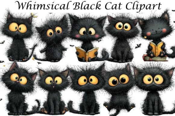Download Whimsical Black Cat Clipart - Whimsical Collection