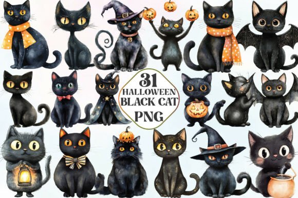 Download Halloween Whimsical Black Cat Clipart - Whimsical Collection