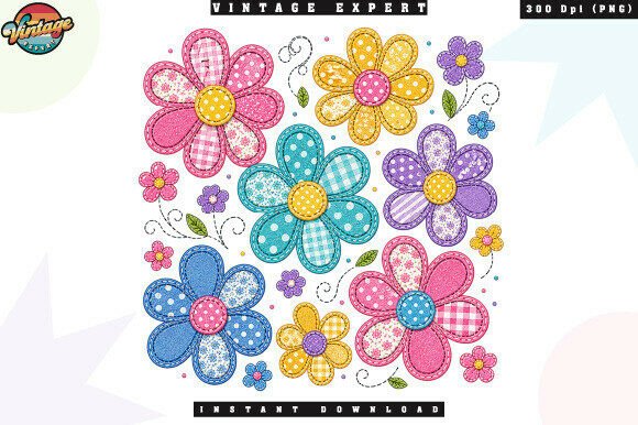 Download Retro Boho Floral Patchwork PNG - Png Collection